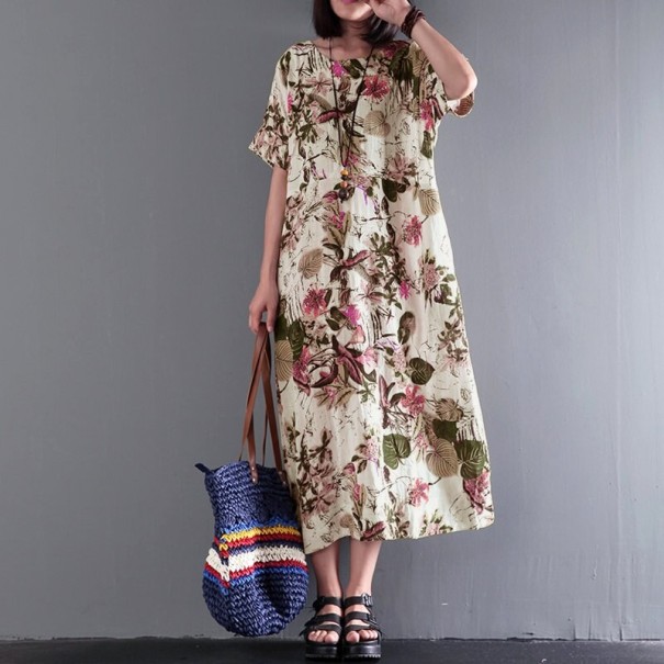 Bavlněné maxi šaty s květy 4XL 1