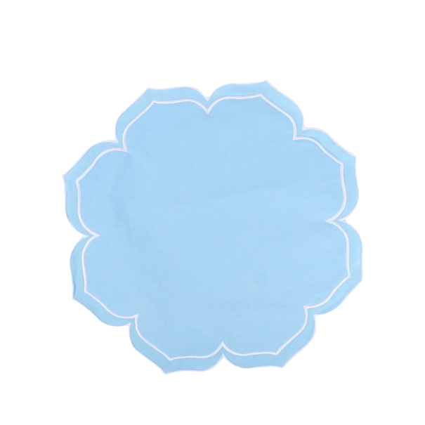 Bavlněné prostírání 40,6 x 40,6 cm  Květinový tvar s obloukovým lemem Dekorativní textilní prostírání na stůl 100% bavlna modrá