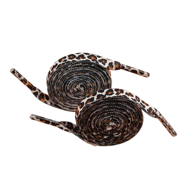 Bavlněné tkaničky do bot s leopardím vzorem 120 cm Stylové tkaničky s potiskem pro tenisky, kecky, módní obuv a originální streetwear bílá