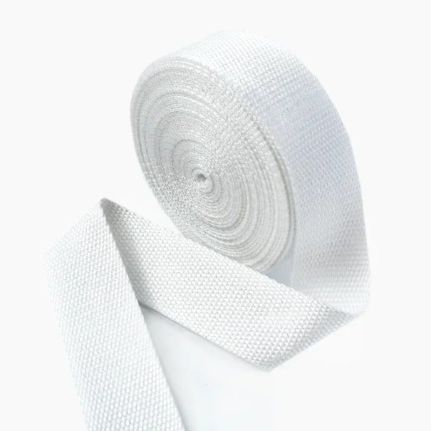 Bavlněno-polyesterový popruh 32 mm 4 m Pevný pás 1,3 mm silný Odolný materiál Vysoká nosnost Univerzální použití Šití, výroba, upevnění, outdoor bílá