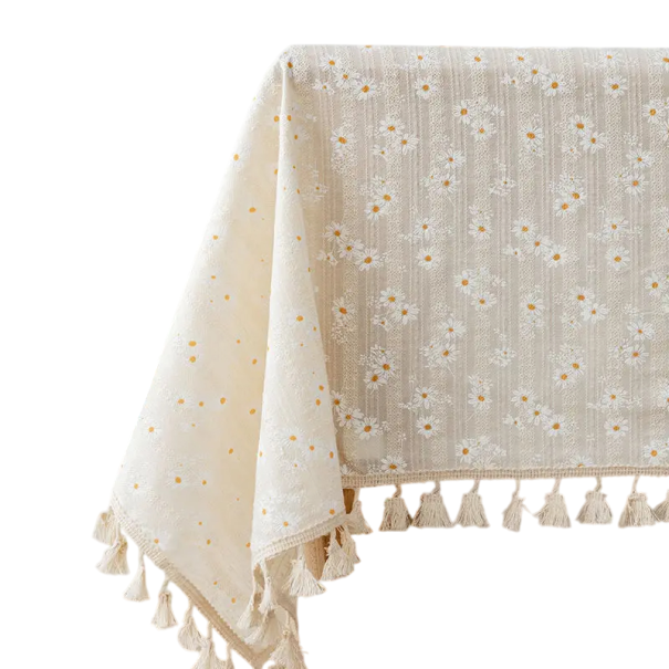 Bavlnený obrus s kvetinovým vzorom 140 x 140 cm Elegantná dekorácia na jedálenský stôl Viac farieb Kuchynský a jedálenský textil béžová