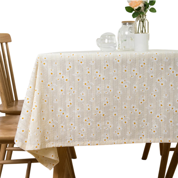 Bavlnený obrus s kvetinovým vzorom 140 x 220 cm Elegantná dekorácia na stôl Viac farebných variant Kuchynský a jedálenský textil krémová