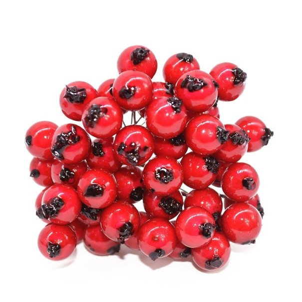 Bayas decorativas artificiales 50 uds. rojo