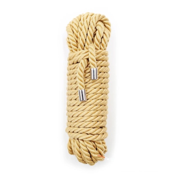 BDSM-Seil aus Baumwolle, 10 Meter lang, 0,85 cm breit, mit Metallenden, ideal für Bondage, Fesseln und andere Techniken Diskrete Verpackung beige