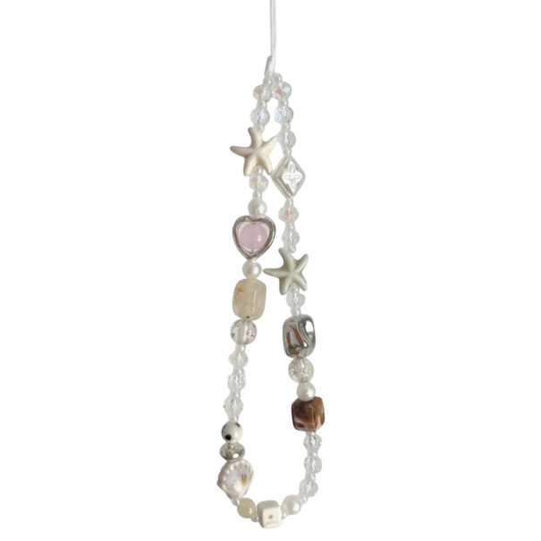 Beaded Phone Charm with Starfish and Heart Beaded Mobile Chain Phone Strap Backpack Camera Decoration 1