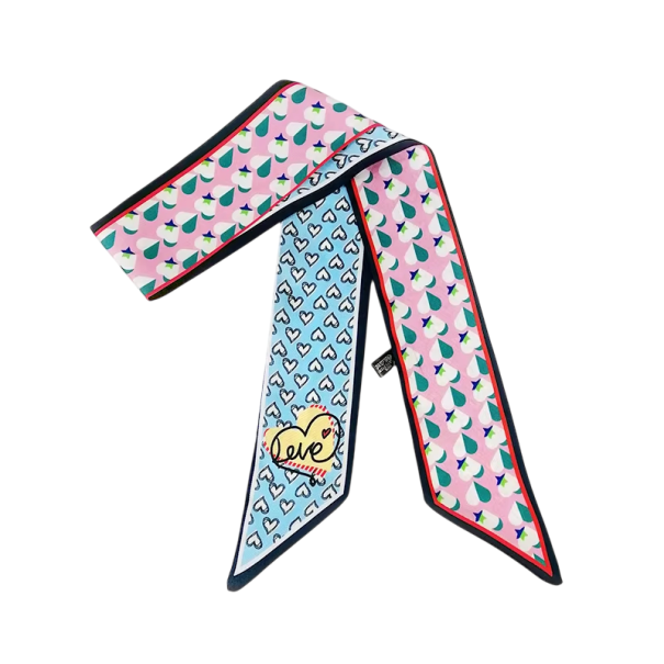 Beau foulard de luxe pour femmes pour quatre saisons Foulard à la mode pour la tête Ruban pour les cheveux Accessoire élégant pour sac rose