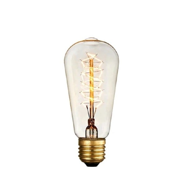 Bec cu spirală ST64 Soclu E27 40 W 220 V Unghi de iluminare 360° Sticlă chihlimbar Dimensiuni 142 x 64 mm Pentru candelabre și corpuri de iluminat 1