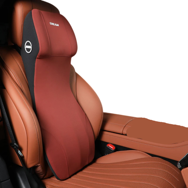 Bederní opěrka do auta s paměťovou pěnou ergonomický polštář cca 29 × 22 × 75 cm měkký povrch doplněk interiéru vozidla červená