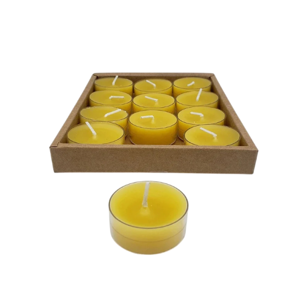 Beeswax Tea Lights 12 pcs 4 x 1.8 cm Natural Wax Yellow Candles for Decoration, Parties, Birthdays and Table Arrangements 1