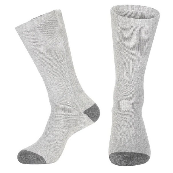 Beheizbare Wintersocken Wiederaufladbare Skisocken mit USB-Kabel Wärmende Unisex-Socken aus Baumwolle grau