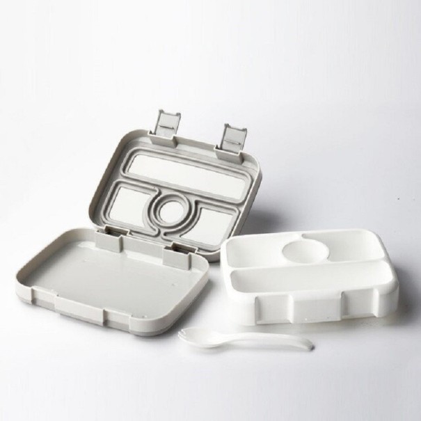 Bento boks til mad med afsnit og udtagelig indsats Velegnet til mikrobølgeovn Plastisk med klipslåg 20,6 x 16 x 5,8 cm grå 1