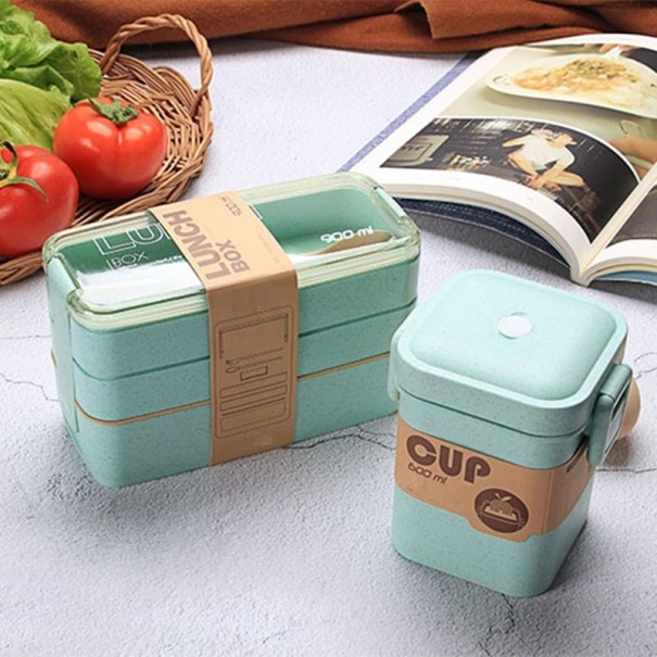 Bento-Box für Lebensmittel mit 2 Bestecken türkis