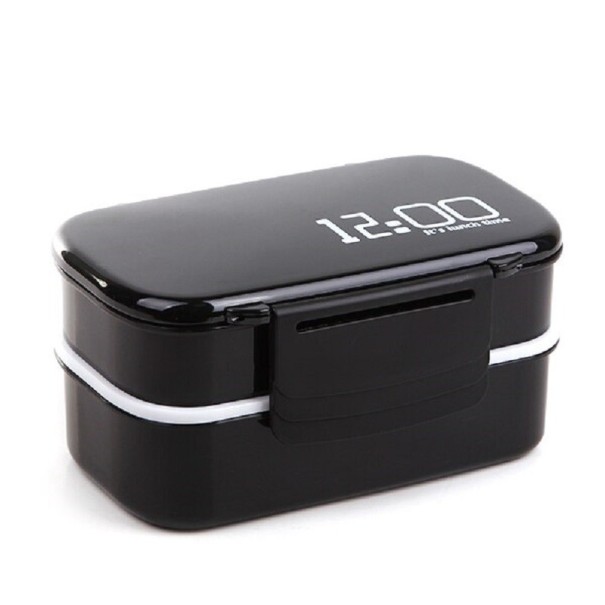 Bento box na jedlo dvojposchodový C142 čierna