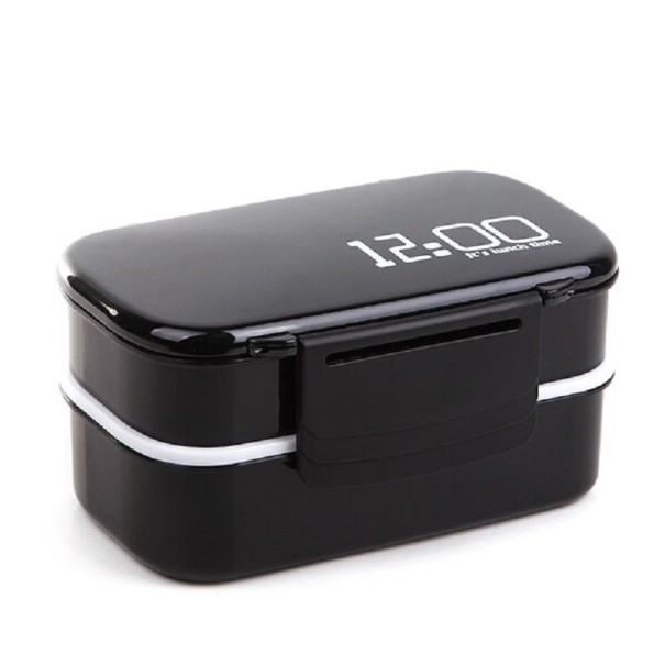Bento voedselbox, dubbeldekker C142 zwart