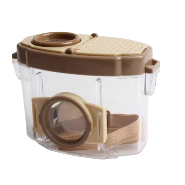 Beobachtungsbox für Insekten mit Lupe und Belüftungsöffnungen 10 x 7,5 x 14,5 cm Kunststoff zur Beobachtung und zum Transport von Insekten braun