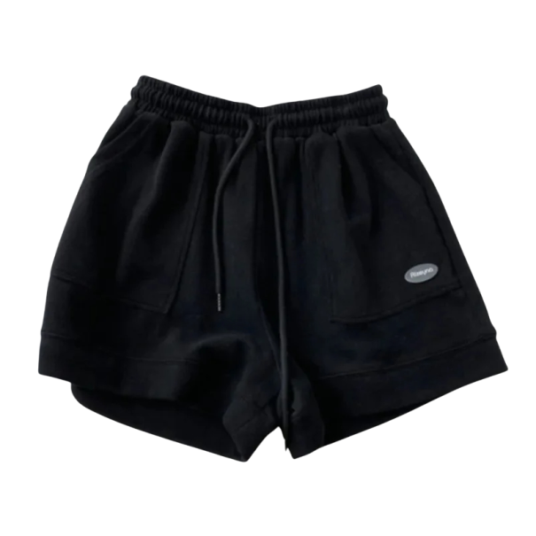 Bequeme lockere Sportshorts für Damen mit Kordelzug Lässige Homeshorts mit Taschen Sommershorts für Training und Entspannung schwarz S