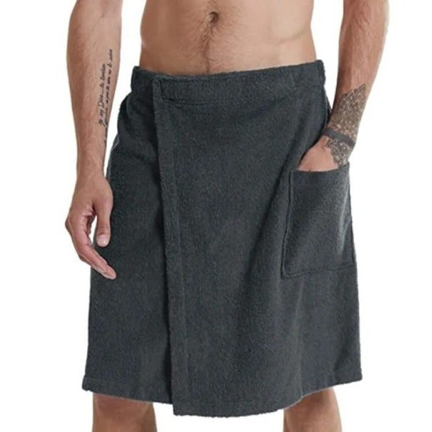 Bequemer Kilt Herren Kilt für die Sauna Saunakilt Handtuchkilt schwarz L
