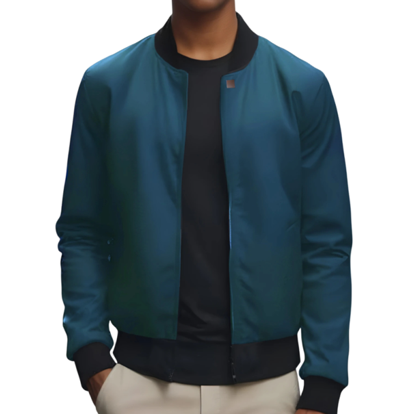 Bermuda bomber masculina azul escura com fecho éclair S