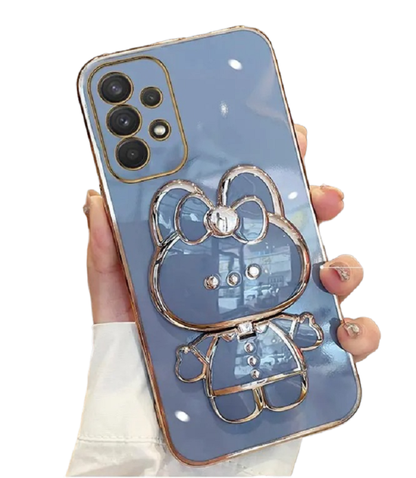 Beschermhoes met spiegel en standaard voor Samsung A34 blauw
