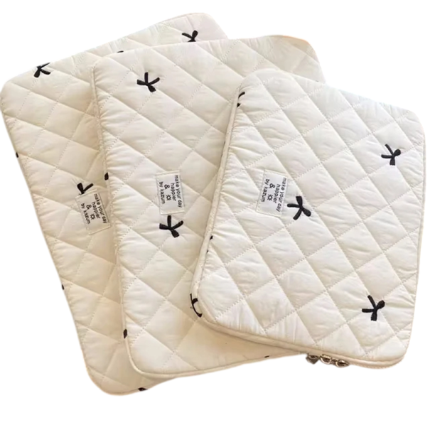 Beschermhoes voor tablet 15,6 inch Zachte textiele hoes met rits Kleurrijke hoes voor laptop en elektronica Reis hoes voor apparaten wit