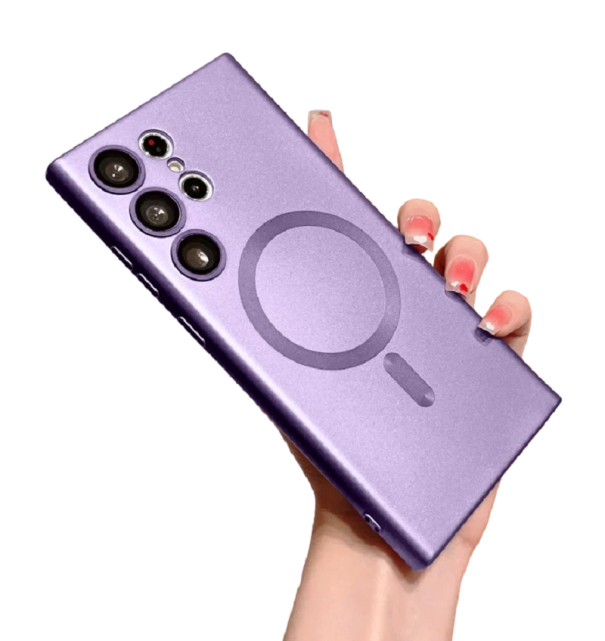 Beskyttende cover med trådløs opladning til Samsung Galaxy S23 lilla