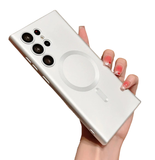 Beskyttende cover med trådløs opladning til Samsung Galaxy S23 Ultra hvid