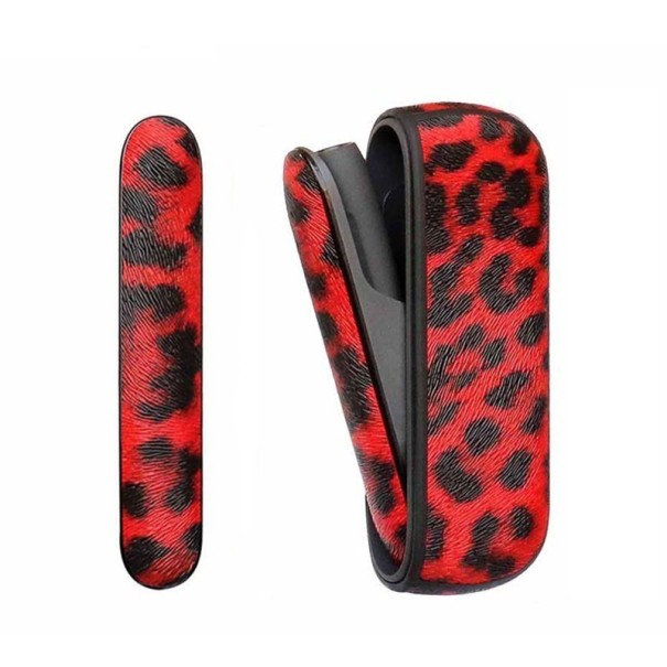 Beskyttende etui med leopardmønster til IQOS 3.0 rød
