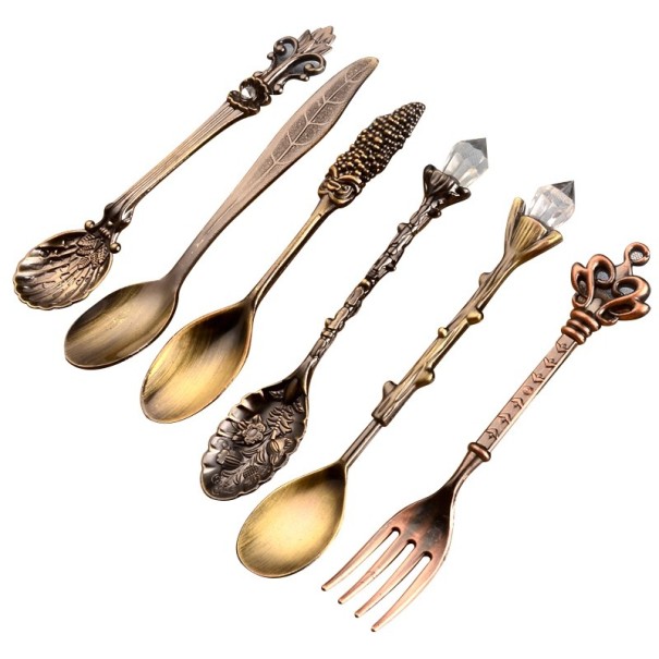 Bestickset med ornament 6 st brons