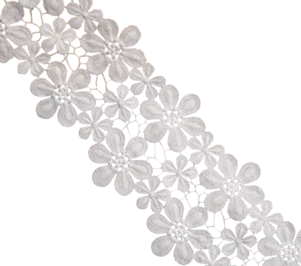 Bestickte Spitze mit Blumenmotiv 91 cm Breite 10 cm Wasserabweisendes Polyester dekorative Spitzenstoff zum Nähen von Bekleidungen weiß
