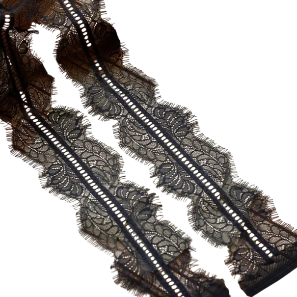 Bestickte Spitzenstoff Breite 9,5 cm Länge 3 m Polyester Dekorationsspitze zum Nähen von Kleidung Hochzeitsdekorationen Textilrand schwarz