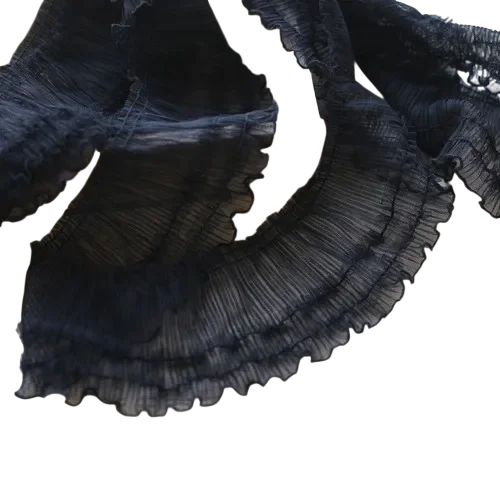 Bestickter Volantstoff 91 cm Breite 10 cm Polyester Netz Dekorativ Spitze Volant zum Nähen von Kleidung Textildekoration schwarz