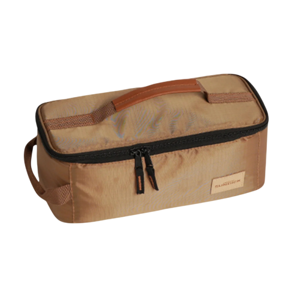 Bestickväska för camping 13 x 31 x 12 cm Resefodral för köksredskap Bestickväska med dragkedja Neutrala färger Matlagningsorganisatör khaki