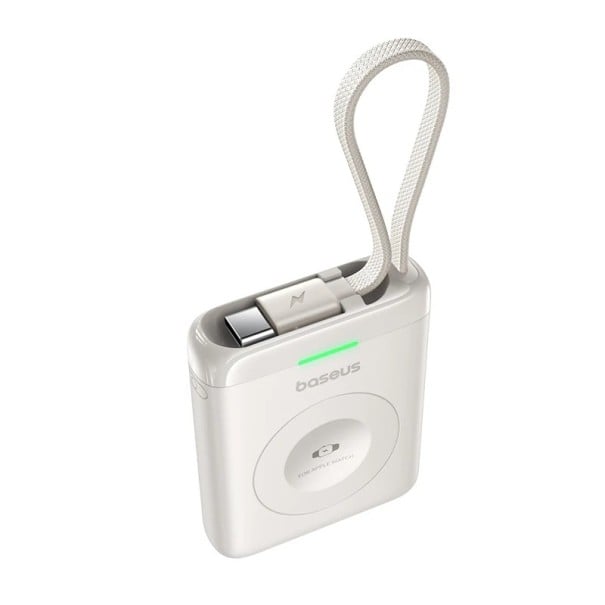 Bezdrátová nabíječka magnetická 5W USB-C s vestavěným kabelem kompaktní přenosná pro Apple Watch S1-S10 SE SE2 Ultra2 bílá