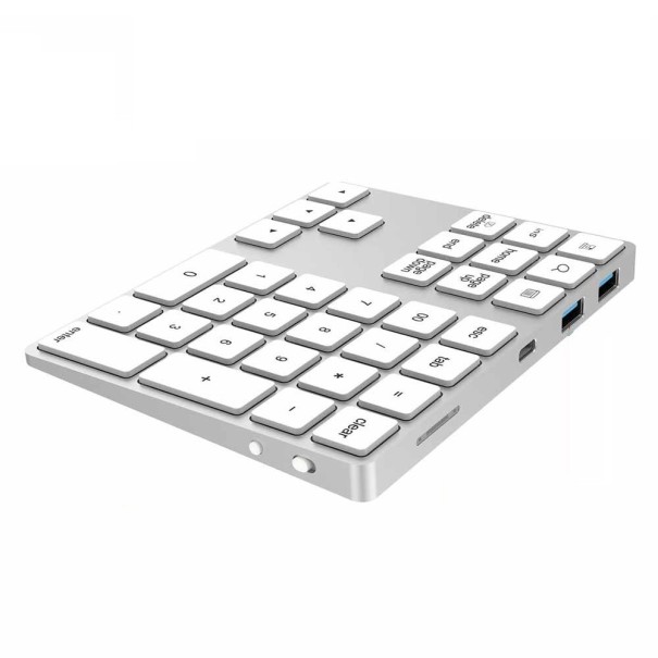 Bezdrátová numerická klávesnice USB HUB bílá