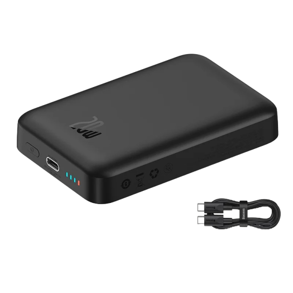 Bezdrátová powerbanka USB-C 10000mAh 20 W bílá černá