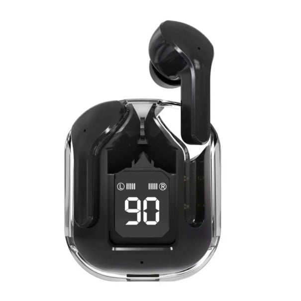Bezdrátová sluchátka Bluetooth 5.3 s LED displejem a ENC potlačením hluku 6 mm měniče dotykové ovládání do uší na sport a hry černá