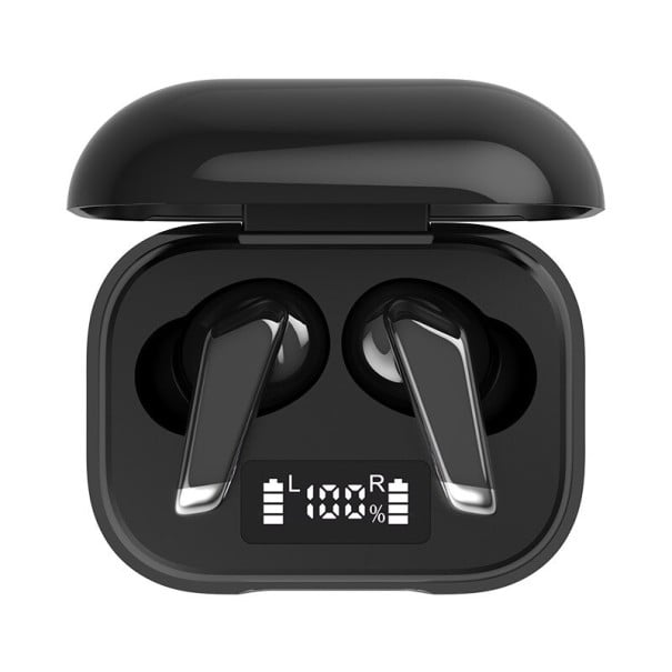 Bezdrátová sluchátka do uší s mikrofonem Bluetooth 5.0 Ovládání hudby a hlasitosti Hlasový asistent Nabíjecí box s displejem Černá 1