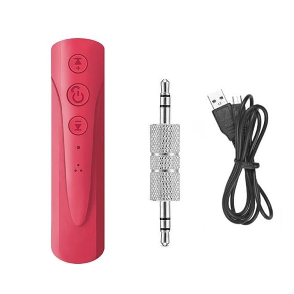 Bezdrátový Bluetooth přijímač pro sluchátka Ovládání hlasitosti a přijímání hovorů Bluetooth 4.1 S adaptérem 3,5 mm jack a USB kabelem tmavě růžová
