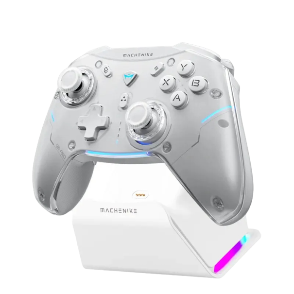 Bezdrátový herní ovladač Hall Effect joystick Gamepad s bluetooth pro Switch, PC bílá