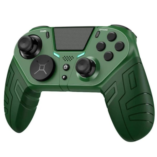Bezdrátový herní ovladač pro PS4 PC Android iOS Bluetooth USB makro tlačítka touchpad vibrační funkce zelená