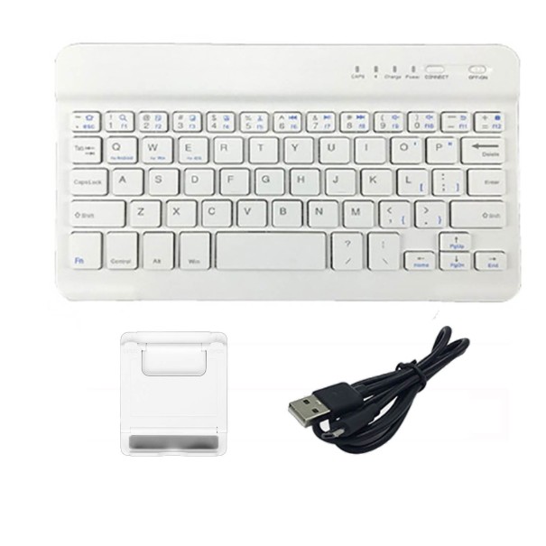 Bezdrôtová bluetooth klávesnica so stojanom biela 3