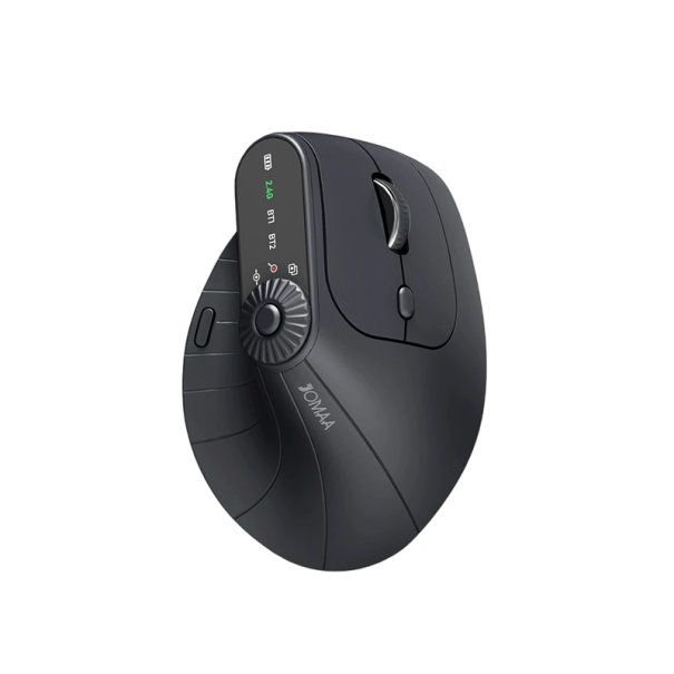 Bezdrôtová vertikálna myš s LED displejom Bluetooth 2.4G dobíjacia optická s otočným ovládačom funkcií ergonomická pre prácu čierna