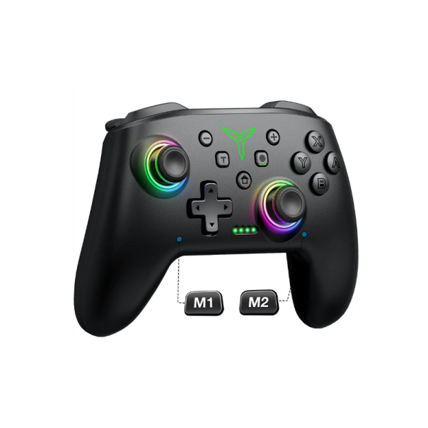 Bezdrôtový herný ovládač DinoFire Q218 pre Nintendo Switch, iOS, Android Bluetooth gamepad s RGB podsvietením a Turbo funkciou 1