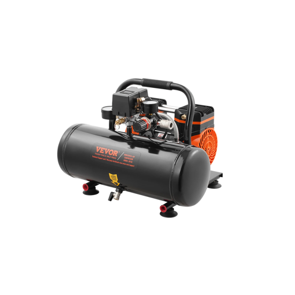 Bezolejový vzduchový kompresor 835 W 1 HP nádrž 8 L tlak 120 PSI ocelový černý 485 x 390 x 385 mm do auta dílny i domácnosti 1