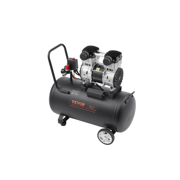 Bezolejový vzduchový kompresor pojízdný 1,32 kW 2 HP nádrž 60 L tlak 125 PSI ocelový černý 720 x 390 x 710 mm do auta a dílny 1