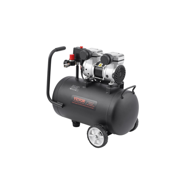 Bezolejový vzduchový kompresor pojízdný 650 W 1 HP nádrž 30 L tlak 125 PSI ocelový černý 560 x 360 x 580 mm do auta a dílny 1