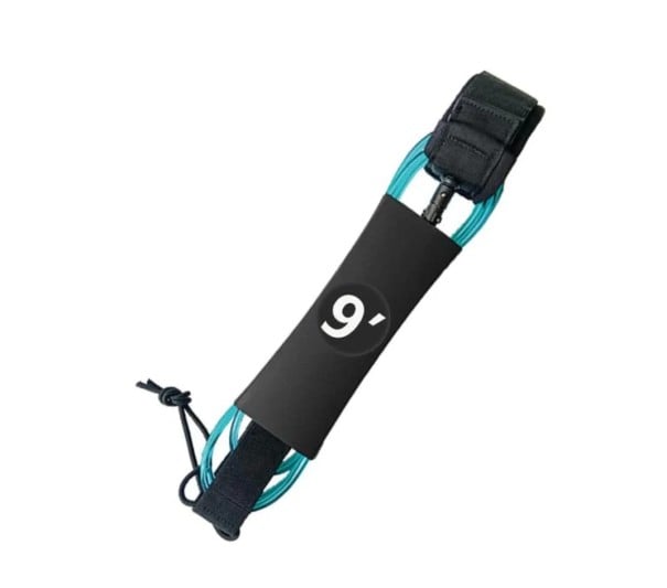 Bezpečnostní lanko na nohu na paddleboard 9 stop cca 274 cm s otočnou spojkou na suchý zip poutko na kotník na SUP surf i vodní sporty modrá