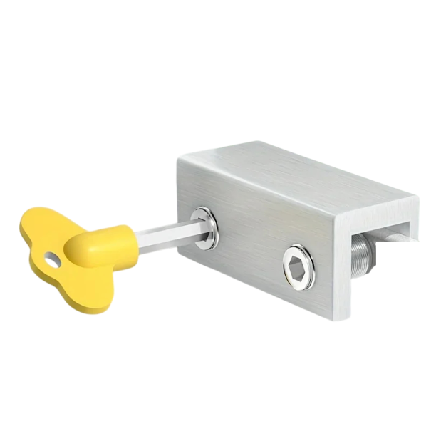 Bezpečnostní zámek na posuvné okno dveře 60 x 24 x 16 mm kovový držák se 2 šrouby a klíčem proti otevření 1