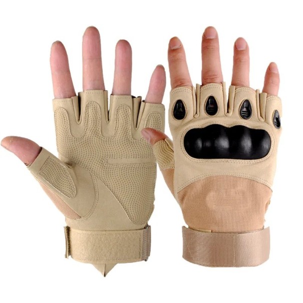 Bezprsté vojenské rukavice Taktické outdoorové rukavice bez prstů Armádní bezprsté rukavice khaki L