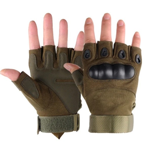 Bezprsté vojenské rukavice Taktické outdoorové rukavice bez prstů Armádní bezprsté rukavice zelená L